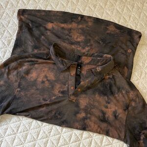 Men's Tie-Dye Polo Shirt Snap Buttom Lululemon Shirt